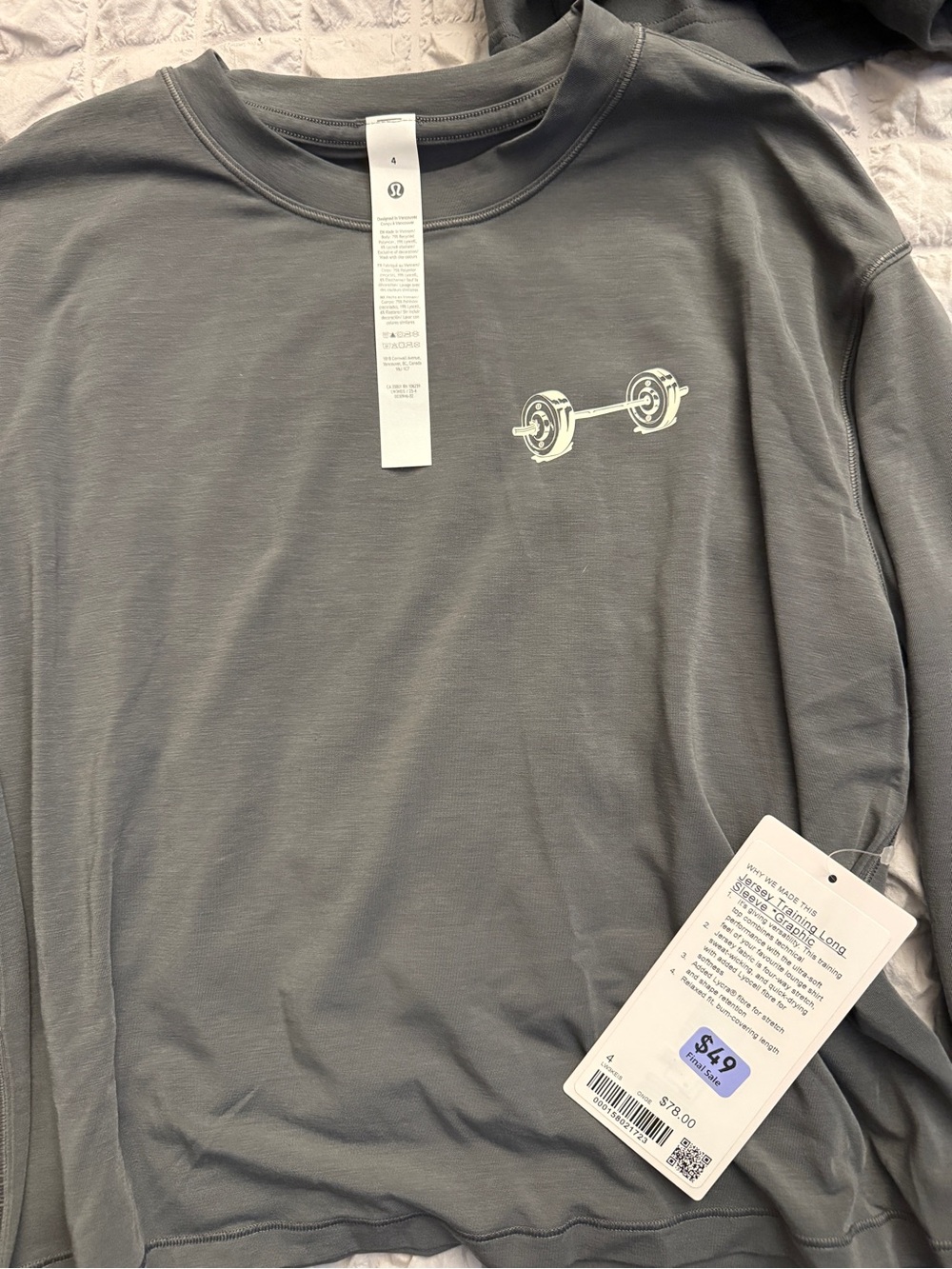 lululemon athletica gray "Barbell Baddie" Graphic L/S Tee - Picture 2 of 4